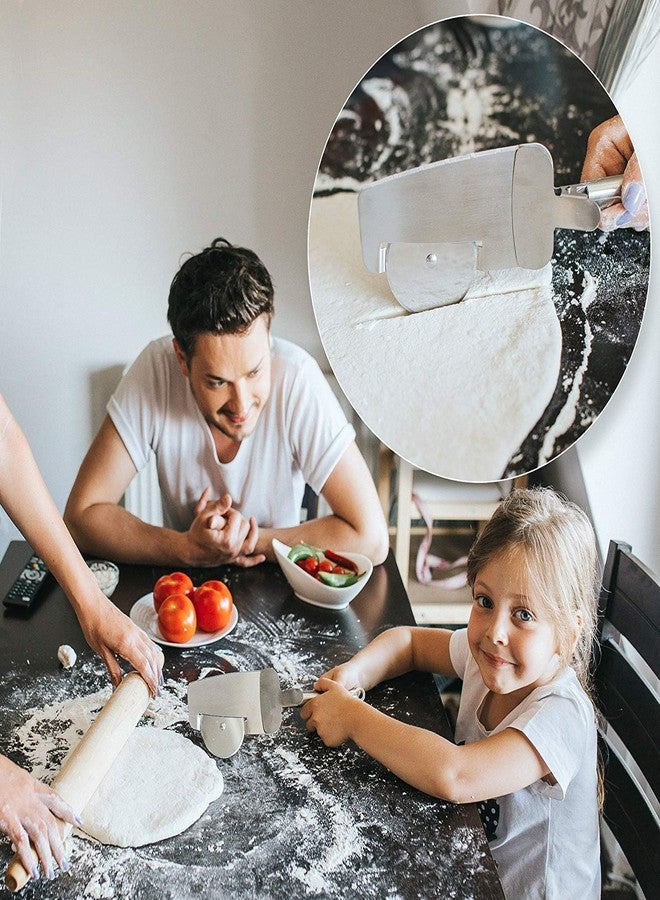 وي3 قطاعة بيتزا we3 بتصميم 4 في 1، قطاعة فائقة الحدة، سهلة التقطيع والتقديم، مصنوعة بالكامل من الفولاذ المقاوم للصدأ، آمنة للغسل في غسالة الأطباق - Image 4